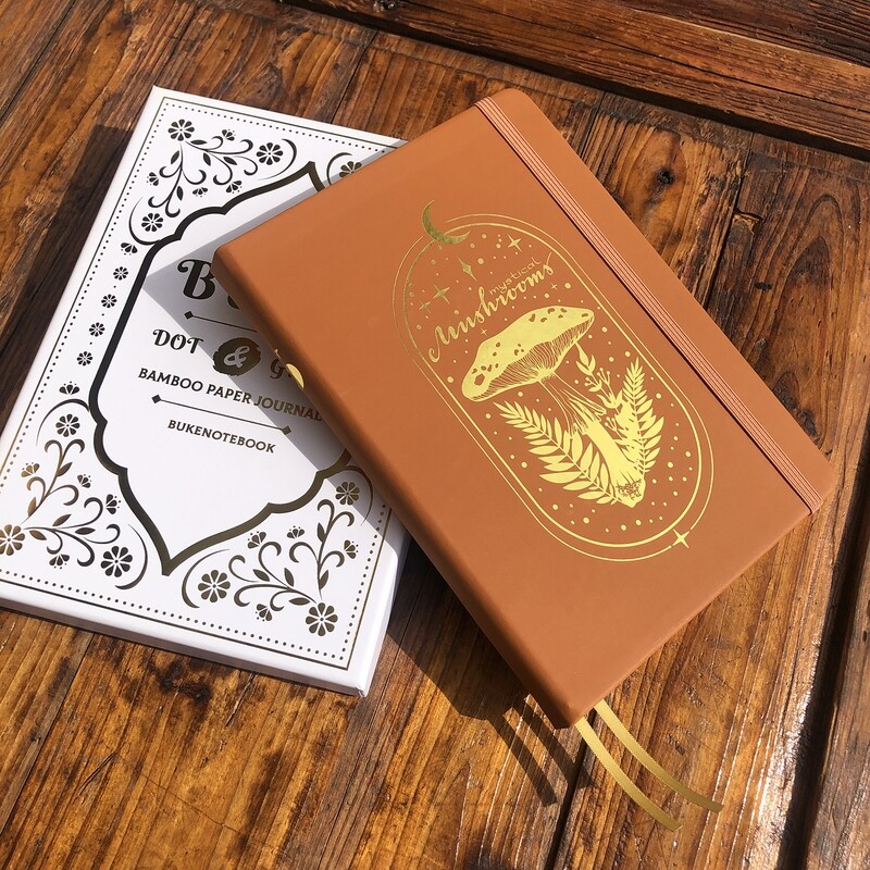 Mystik MushRoom Spreading Magic Featuring Journal Notebook Chinoiserie !!GOLD COLLECTİON!!!