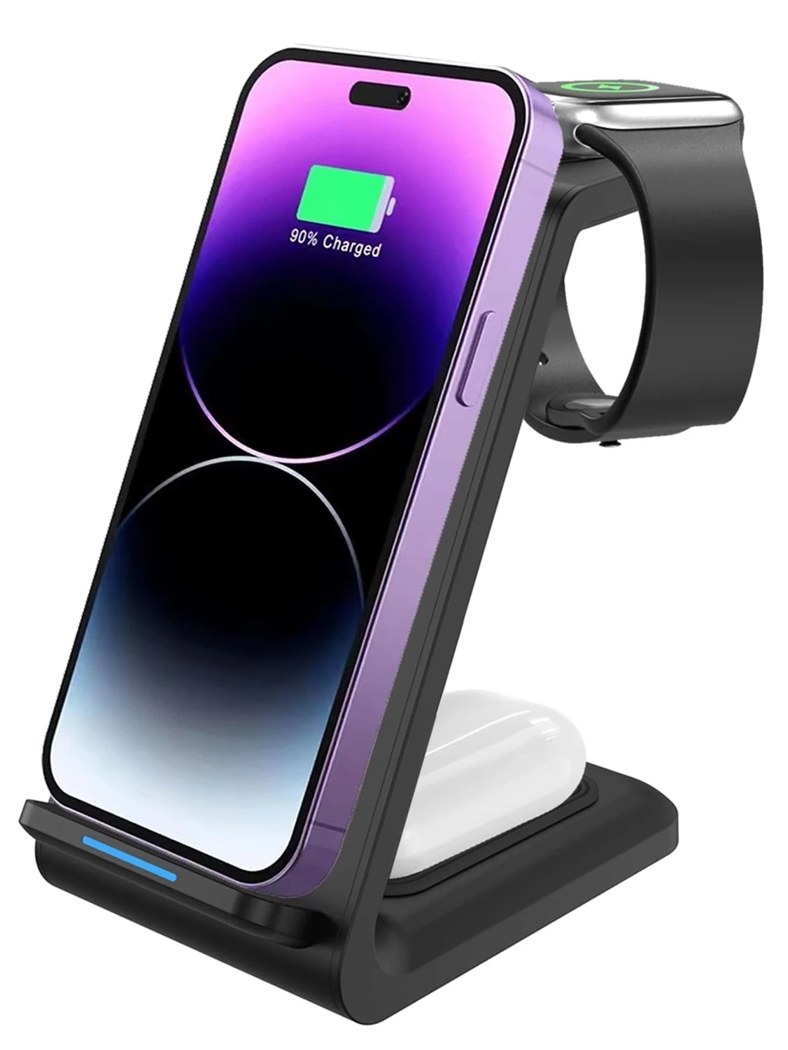 1pc 3 In 1 15W Fast Charging Wireless Charger Compatible With Apple Watch