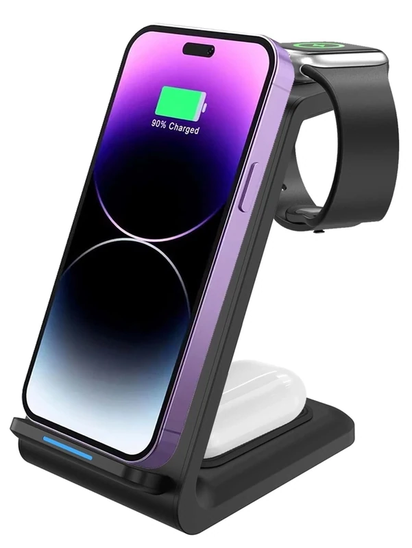 1pc 3 In 1 15W Fast Charging Wireless Charger Compatible With Apple Watch