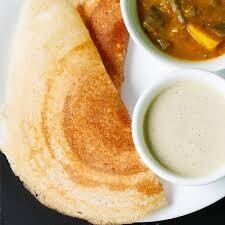 Plain Dosa with Chutney and Sambhar