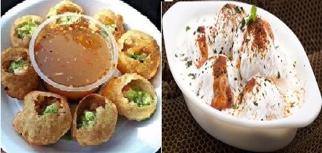 Pani Puri [Golgappa] ( 8 pcs) and Dahi Bhalla (1 pc)