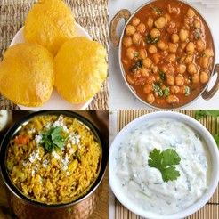 Spl Meal - Puri, Chole, Masala Bath , Raita and Baadusha
