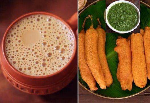 Combo - Mirchi Bajji with Green Chutney and Masala Tea