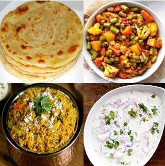 Spl Meal - Paratha, Mixed Veg Subzi, Masala Baath, Raita and Baadusha Spl Meal - Paratha, Mixed Veg Subzi, Masala Baath, Raita and Baadusha