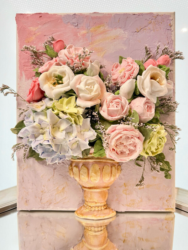 Clay Flower Arrangement on Canvas