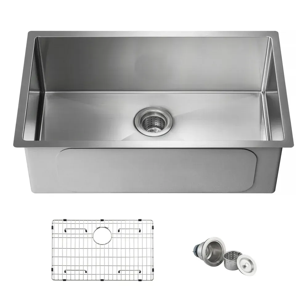 Casa 30" Handcrafted Undermount Single Bowl 16-gauge Stainless Steel Kitchen Sink - C1-30S