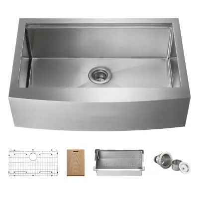 Casa 33" Farmhouse Apron Single Bowl Stainless Steel Workstation Kitchen Sink - C1-33SFT