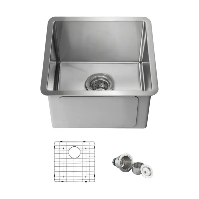 Casa 16" Handcrafted Undermount Single Bowl 16-gauge Stainless Steel Kitchen Sink - C1-16S