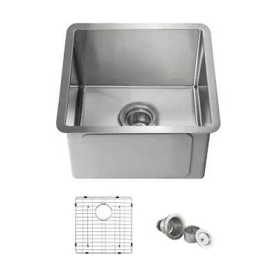 16" Handcrafted Undermount Single Bowl 16-gauge Stainless Steel Kitchen Sink - KBC1-16S