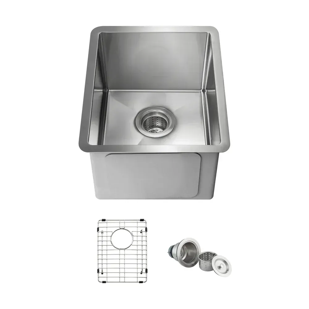 Casa 14" Handcrafted Undermount Single Bowl 16-gauge Stainless Steel Kitchen Sink - C1-14S