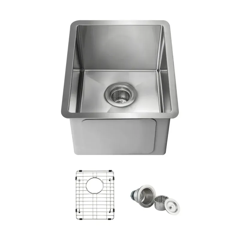 Casa 14" Handcrafted Undermount Single Bowl 16-gauge Stainless Steel Kitchen Sink - C1-14S