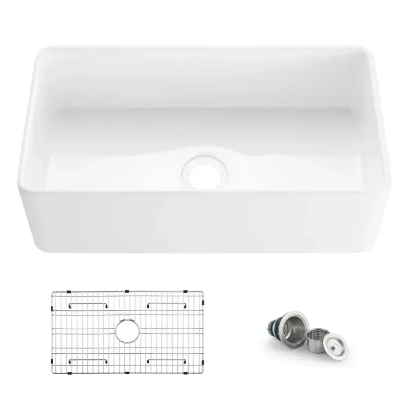 Casa Nova 33" White Fireclay Single Bowl Kitchen Farmhouse Sink - C2-33SF