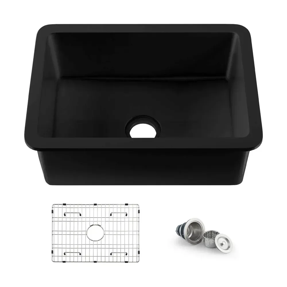 Casa Nova 27" Matte Black Fireclay Single Bowl Kitchen Undermount Sink - C2-27SMB