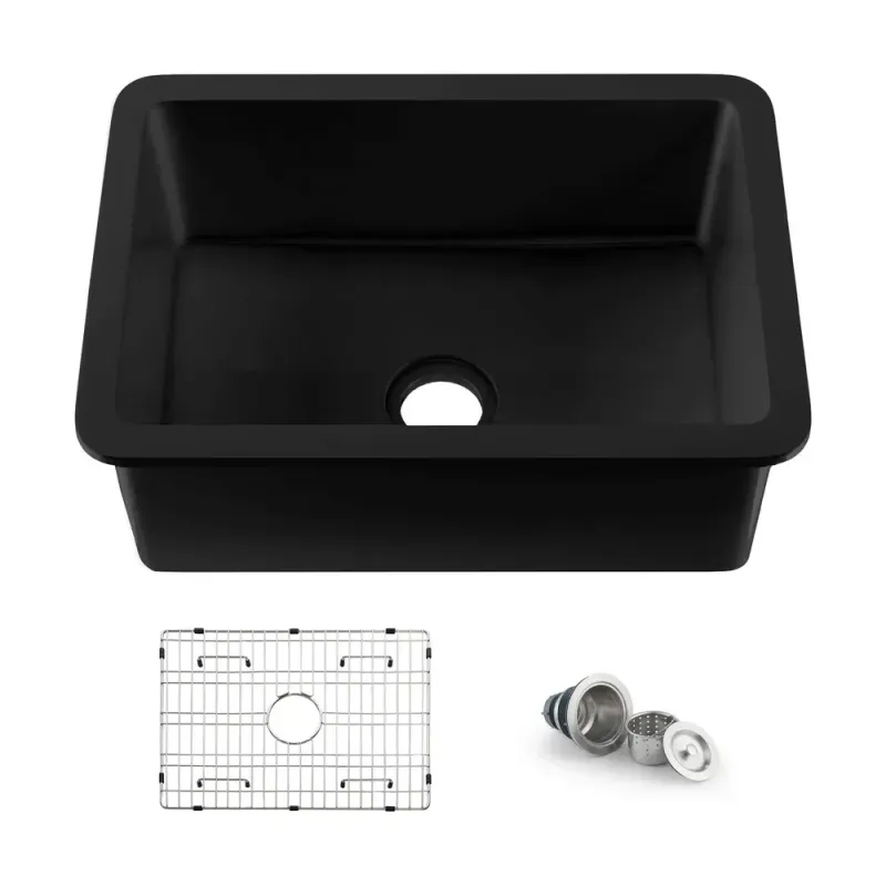 Casa Nova 18" Matte Black Fireclay Single Bowl Kitchen Undermount Sink - C2-18SQMB