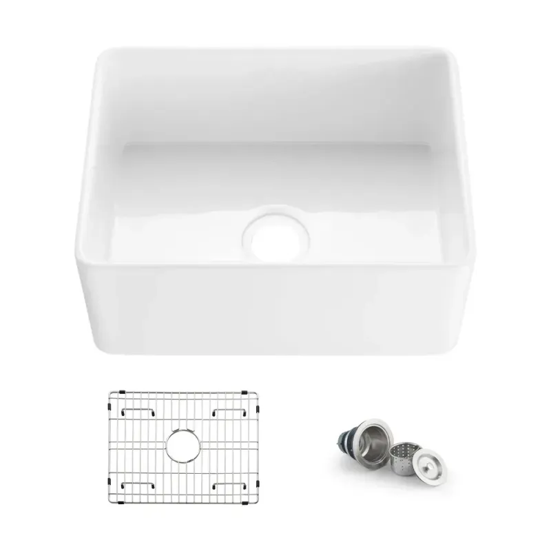 Casa Nova 24" White Fireclay Single Bowl Kitchen Farmhouse Sink - C2-24SF