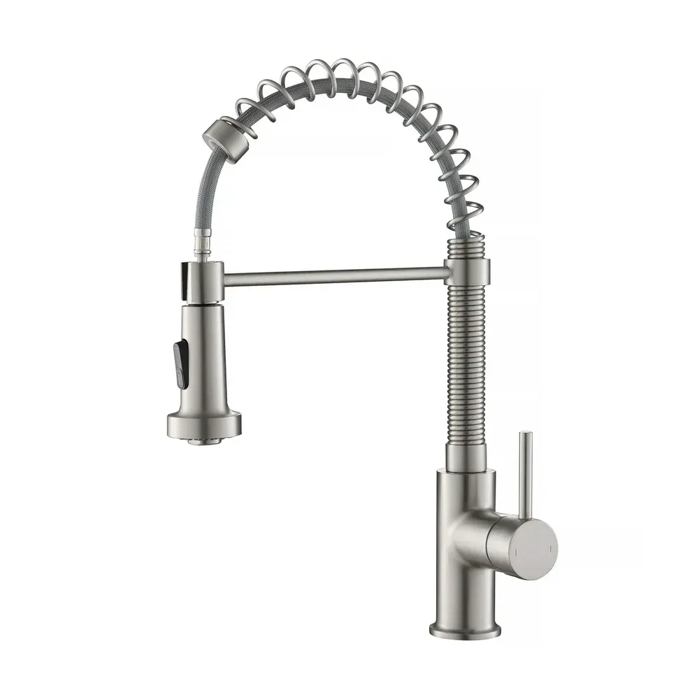 Casa Genova Commercial Style Single Handle Pull Down Kitchen Sink Faucet Brushed Nickel - CKF-2003BN