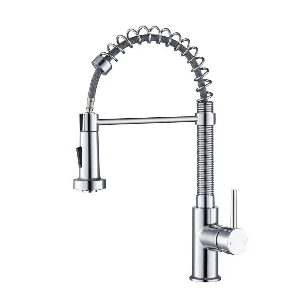 Casa Genova Commercial Style Single Handle Pull Down Kitchen Sink Faucet Polished Chrome - CKF-2003CH