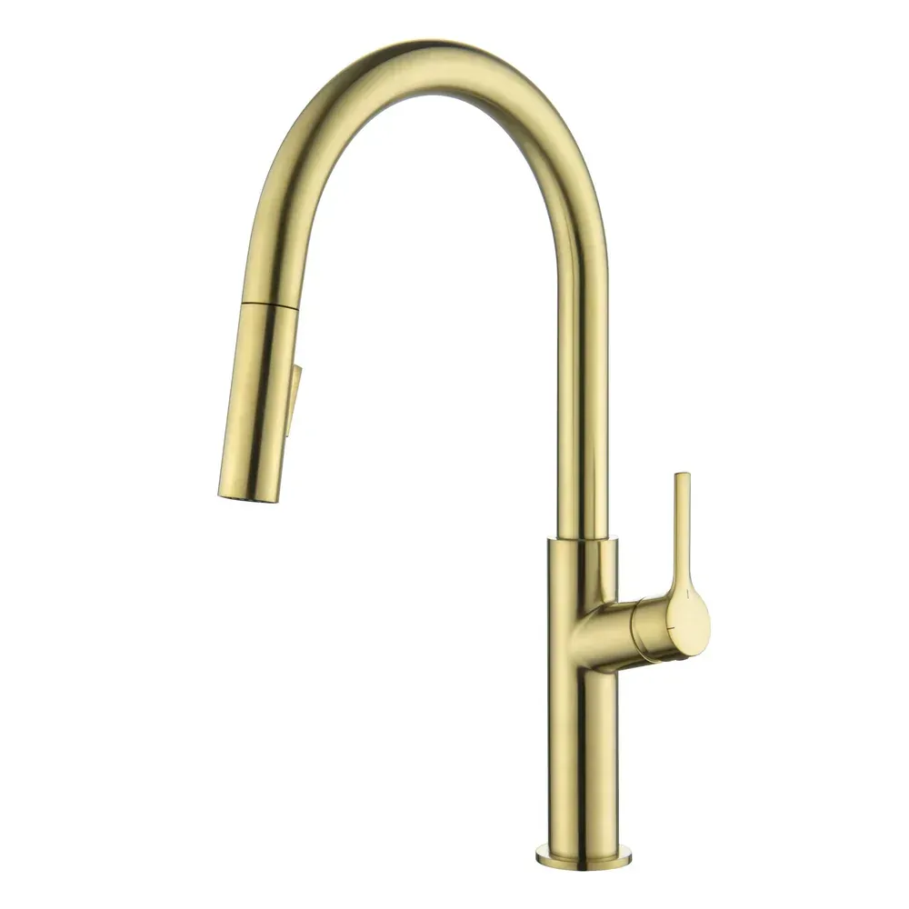 Casa Neo Single Handle Pull Down Kitchen Sink Faucet Brushed Gold - CKF-2018BG