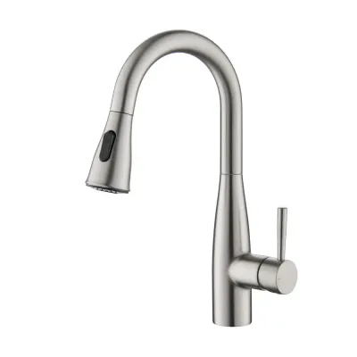 Casa Plano Single Handle Pull Down Kitchen & Bar Sink Faucet Brushed Nickel - CKF-2015BN