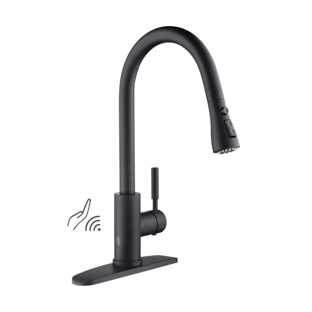 Casa Value Collection - Single Handle Pull Down Kitchen Faucet With Touch Sensor Polished Matte Black - F102MB-S