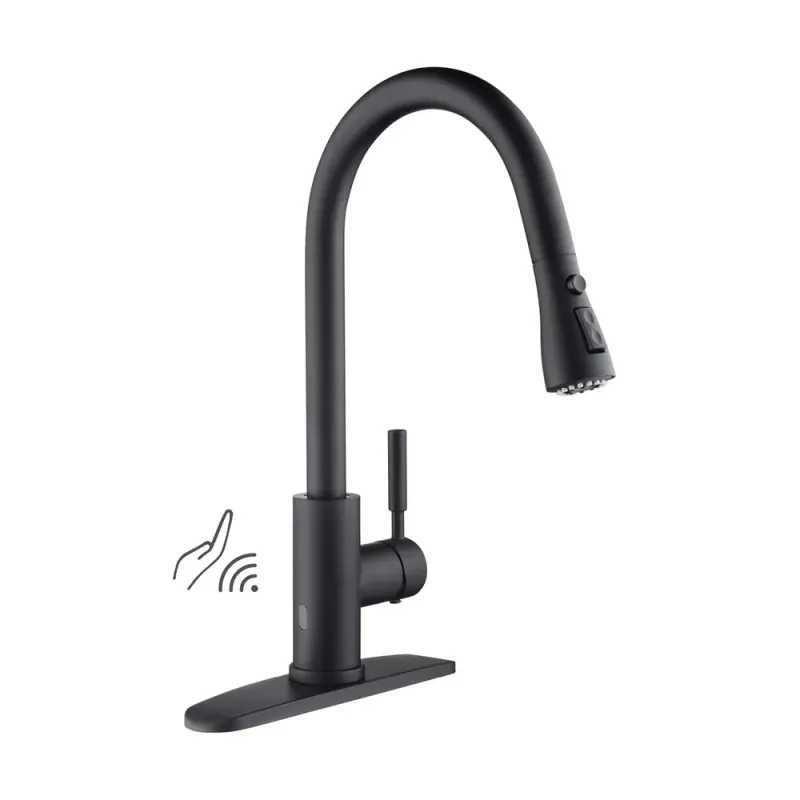 Casa Value Collection - Single Handle Pull Down Kitchen Faucet With Touch Sensor Polished Matte Black - F102MB-S