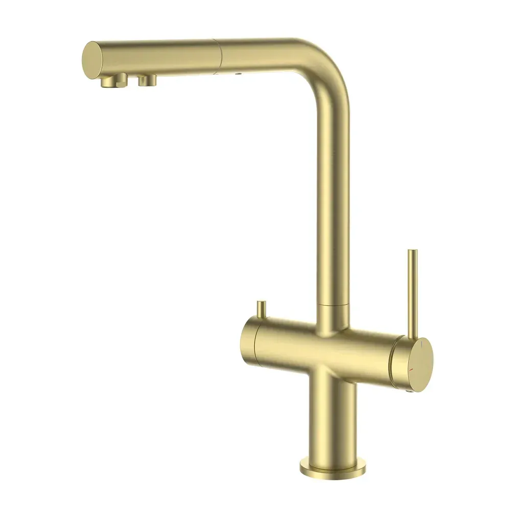 Casa Halo 2-in-1 Pull Out Kitchen Filtration Faucet Brushed Gold - CFF-502BG