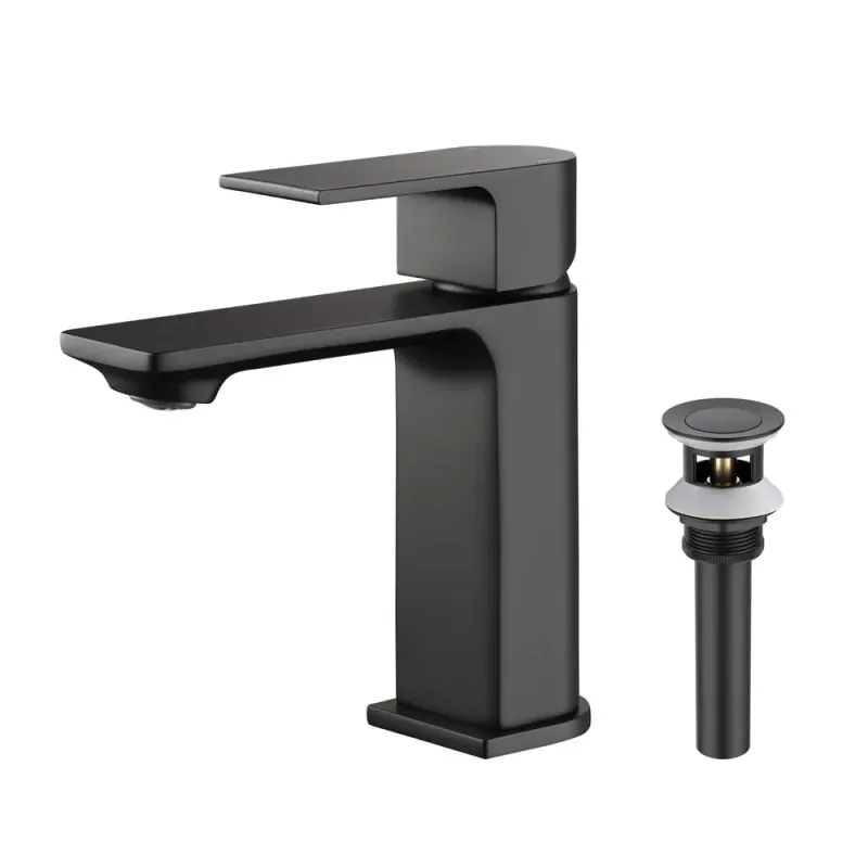 Casa Aurora Single Handle Bathroom Vanity Sink Faucet with Pop Up Drain Matte Black - CBF-1001MB