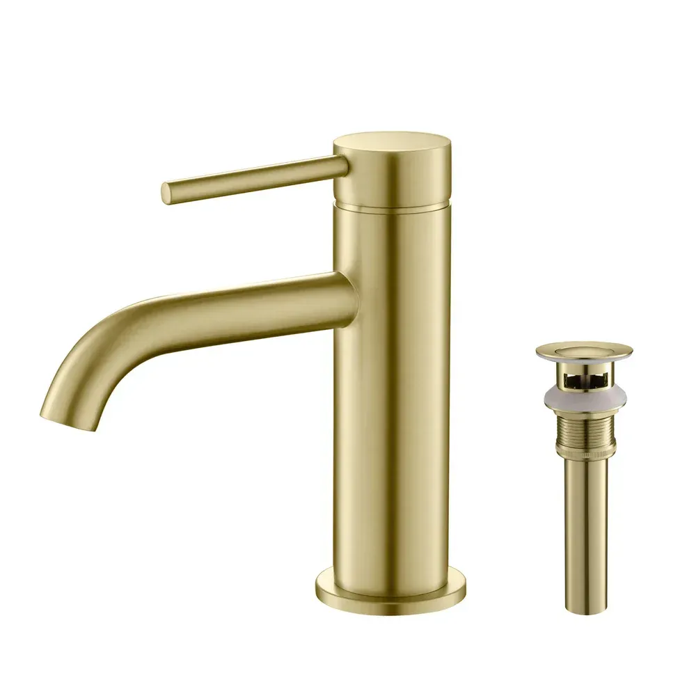 Casa Halo Single Handle Bathroom Vanity Sink Faucet with Pop Up Drain Brushed Gold - CBF-1008BG
