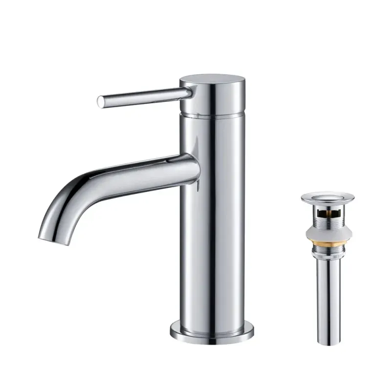 Casa Halo Single Handle Bathroom Vanity Sink Faucet with Pop Up Drain Polished Chrome - CBF-1008CH