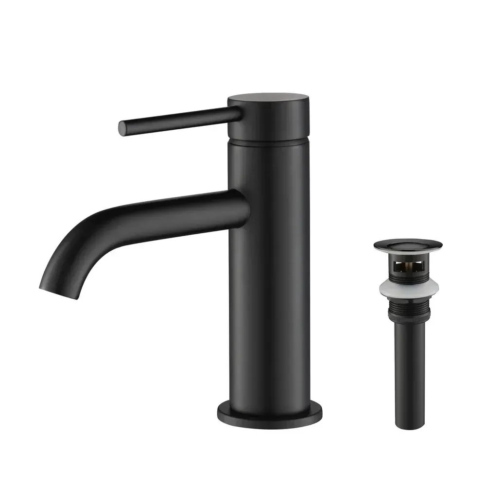 Casa Halo Single Handle Bathroom Vanity Sink Faucet with Pop Up Drain Matte Black - CBF-1008MB
