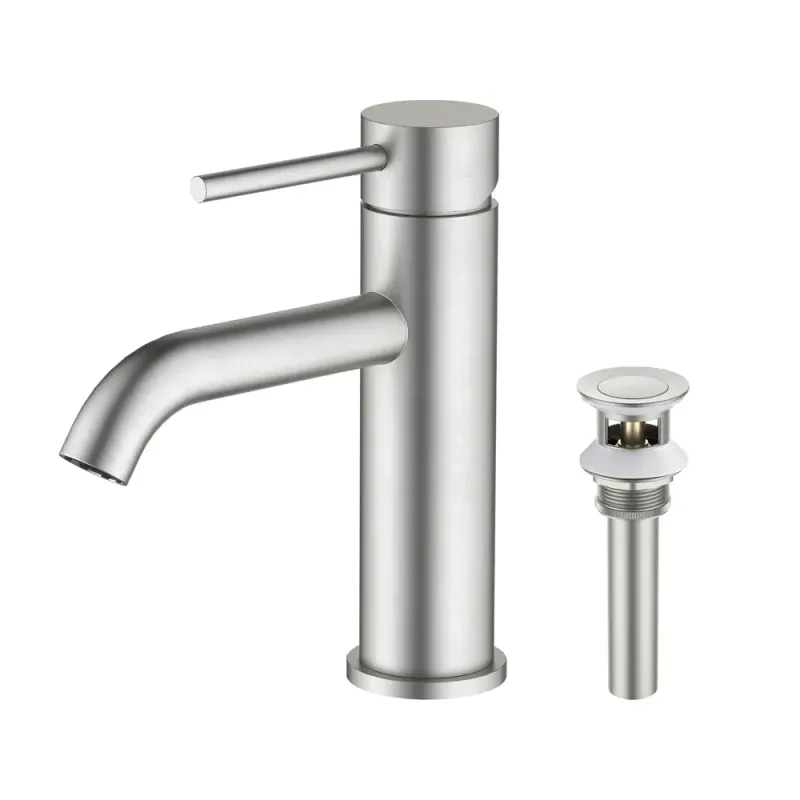 Casa Value Collection - Single Handle Bathroom Vanity Sink Faucet with Pop Up Drain Brushed Nickel - F201BN