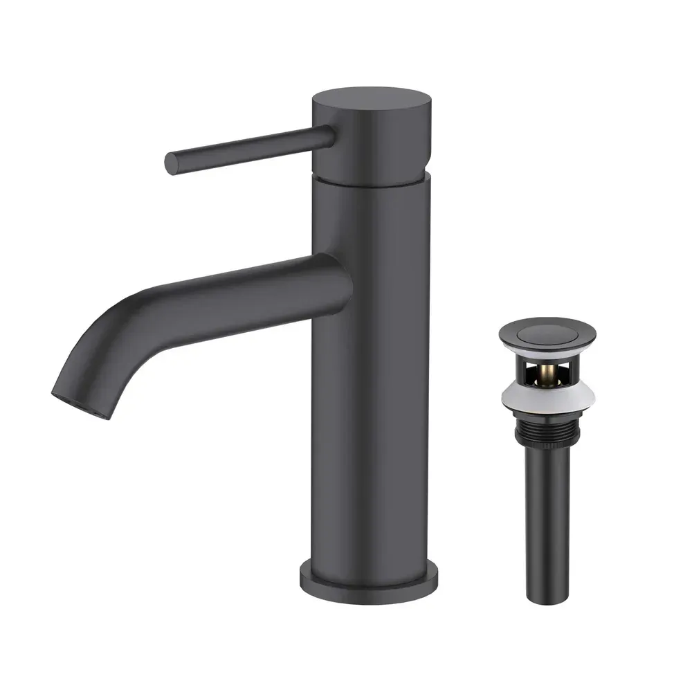 Casa Value Collection - Single Handle Bathroom Vanity Sink Faucet with Pop Up Drain Matte Black - F201MB