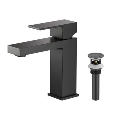 Casa Value Collection - Single Handle Bathroom Vanity Sink Faucet with Pop Up Drain Matte Black - F202MB