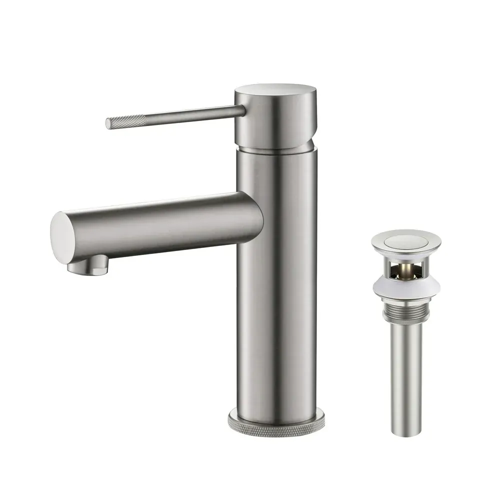 Casa Verona Single Handle Bathroom Vanity Sink Faucet with Pop Up Drain Brushed Nickel - CBF-1010BN