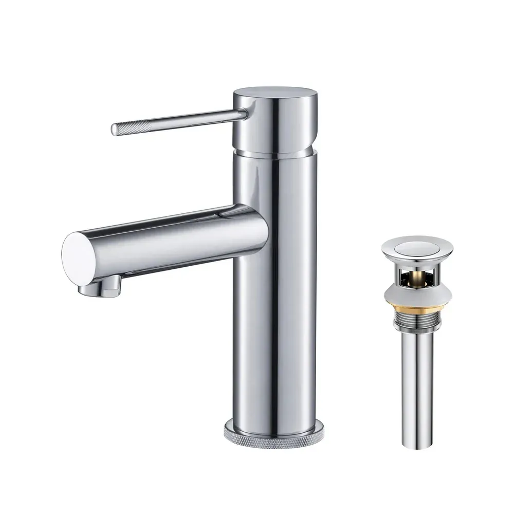 Casa Verona Single Handle Bathroom Vanity Sink Faucet with Pop Up Drain Polished Chrome - CBF-1010CH