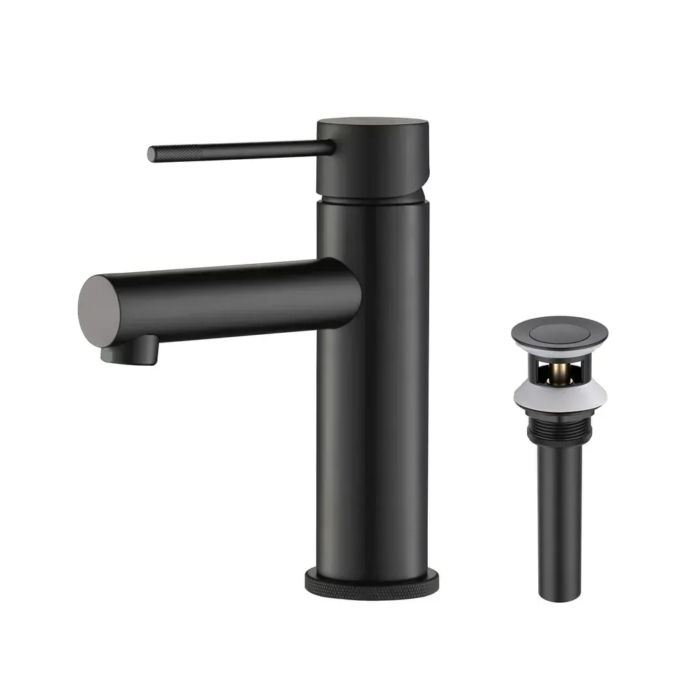 Casa Verona Single Handle Bathroom Vanity Sink Faucet with Pop Up Drain Matte Black - CBF-1010MB