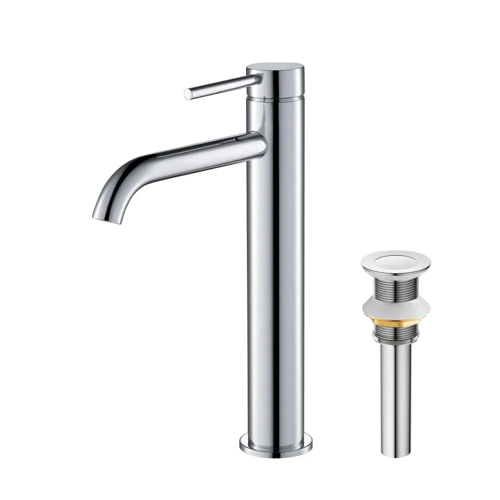 Casa Halo Single Handle Bathroom Vessel Sink Faucet with Pop Up Drain Polished Chrome - CBF-1009CH