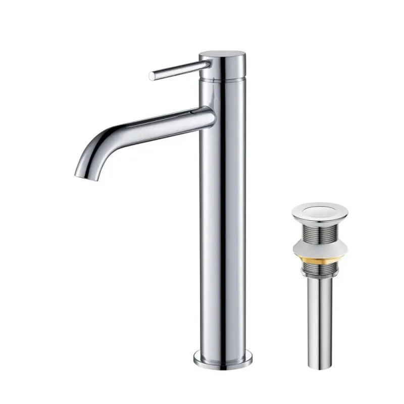 Casa Halo Single Handle Bathroom Vessel Sink Faucet with Pop Up Drain Polished Chrome - CBF-1009CH