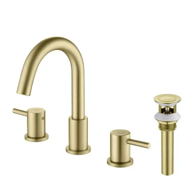 Halo 8 Halo 8" Widespread Bathroom Sink Faucet with Drain Assembly Brushed Gold - KBCBF-1016BG