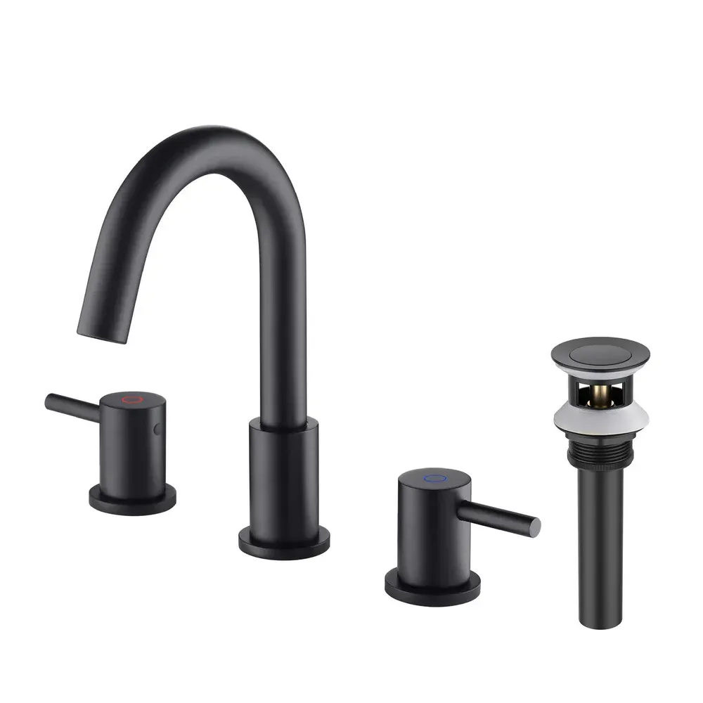 Casa Halo 8" Widespread Bathroom Sink Faucet with Drain Assembly Matte Black - CBF-1016MB