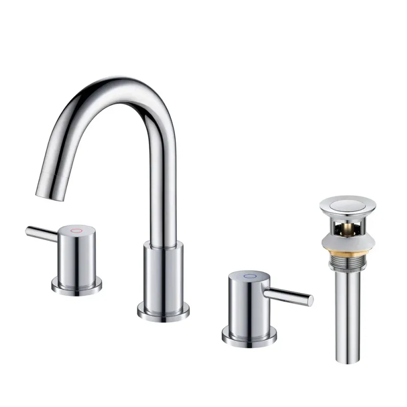 Casa Halo 8" Widespread Bathroom Sink Faucet with Drain Assembly Polished Chrome - CBF-1016CH