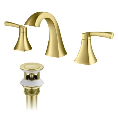 Vermont 8" Widespread Bathroom Sink Faucet with Drain Assembly Brushed Gold - KBCBF-1022BG