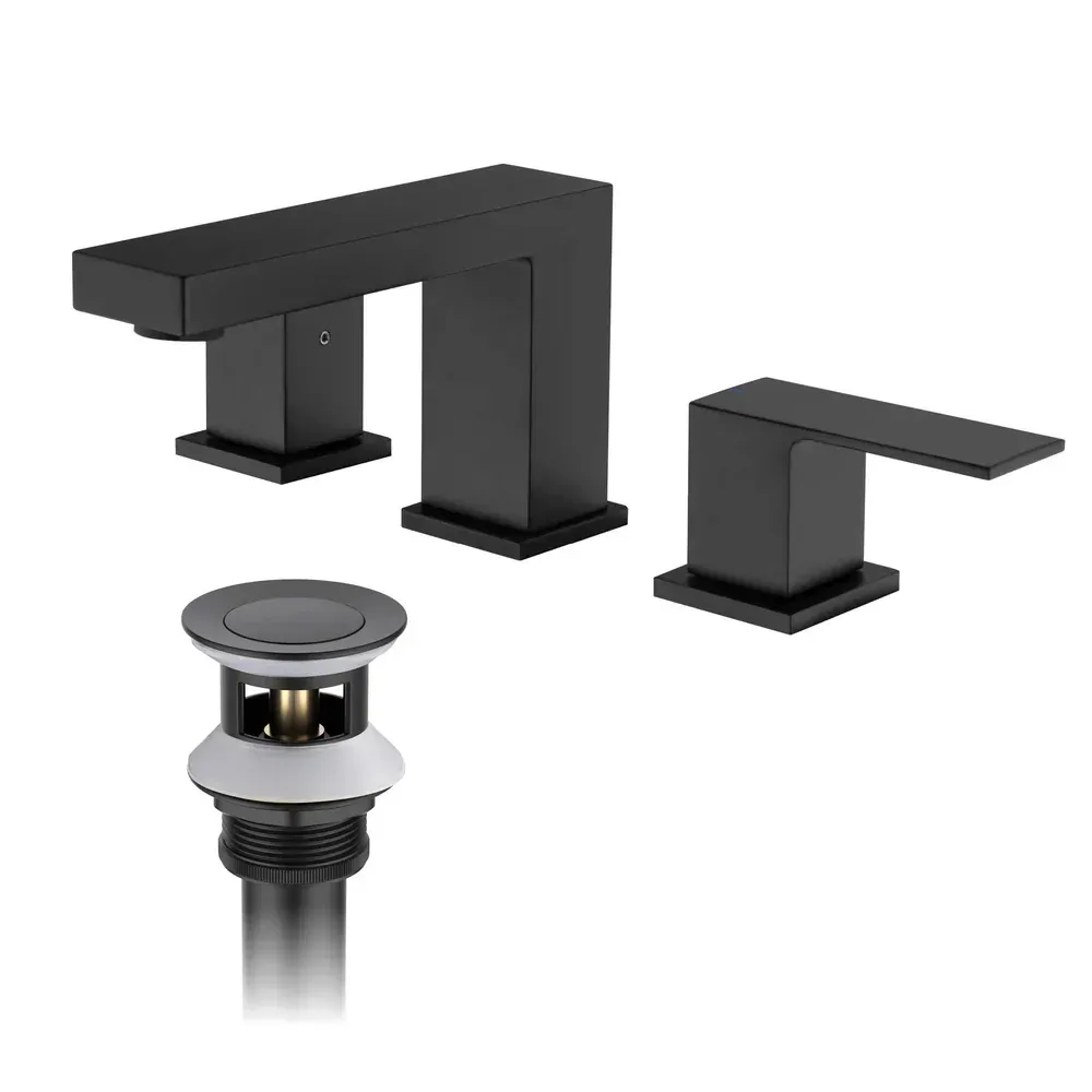 Casa Quadra 8" Widespread Bathroom Sink Faucet with Drain Assembly Matte Black - CBF-1024MB