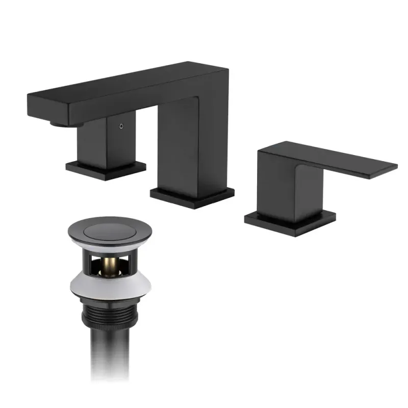 Casa Quadra 8" Widespread Bathroom Sink Faucet with Drain Assembly Matte Black - CBF-1024MB