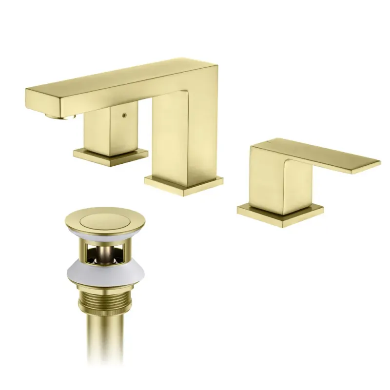 Casa Quadra 8" Widespread Bathroom Sink Faucet with Drain Assembly Brushed Gold - CBF-1024BG