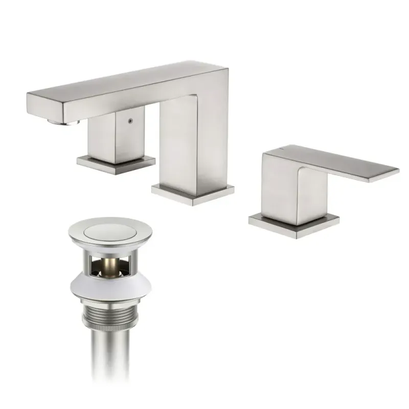Casa Quadra 8" Widespread Bathroom Sink Faucet with Drain Assembly Brushed Nickel - CBF-1024BN