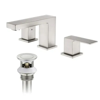 Casa Quadra 8" Widespread Bathroom Sink Faucet with Drain Assembly Brushed Nickel - CBF-1024BN
