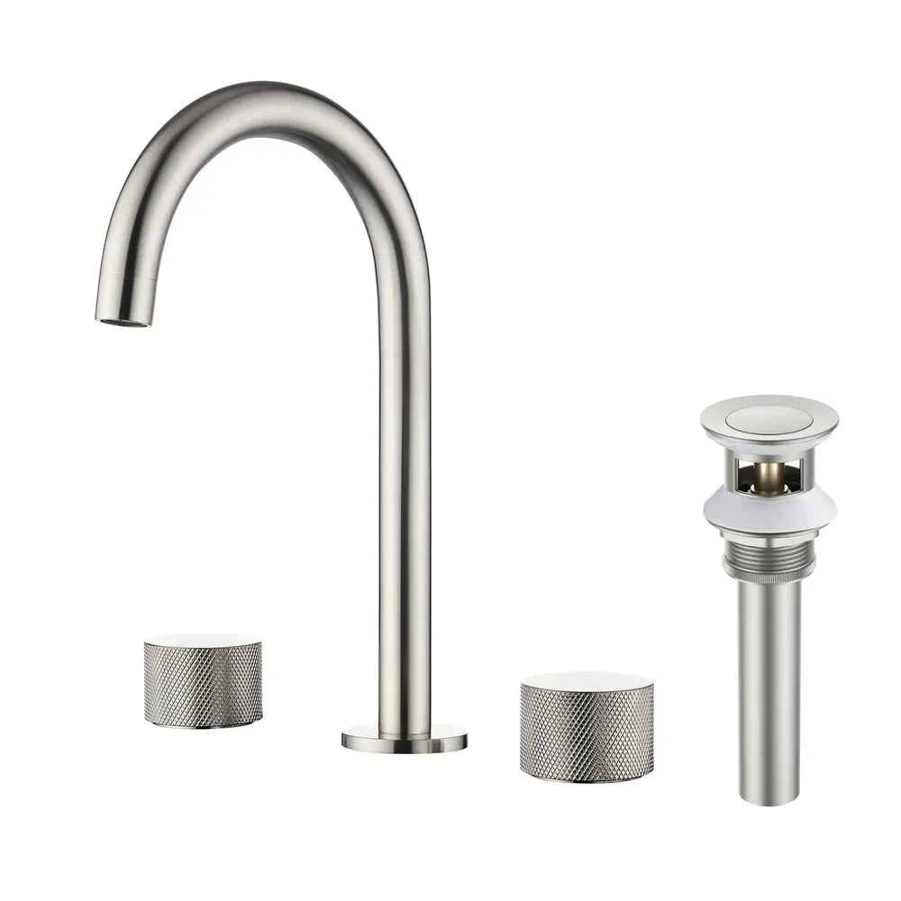Casa Verona 8" Widespread Bathroom Sink Faucet with Drain Assembly Brushed Nickel - CBF-1026BN