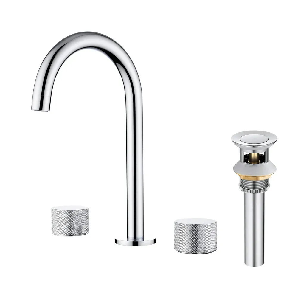 Casa Verona 8" Widespread Bathroom Sink Faucet with Drain Assembly Polished Chrome - CBF-1026CH