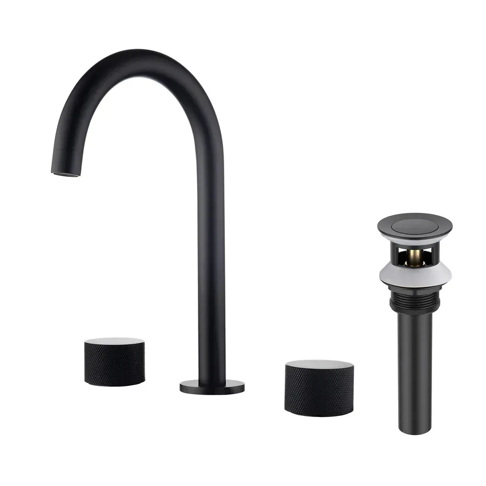 Casa Verona 8" Widespread Bathroom Sink Faucet with Drain Assembly Matte Black - CBF-1026MB